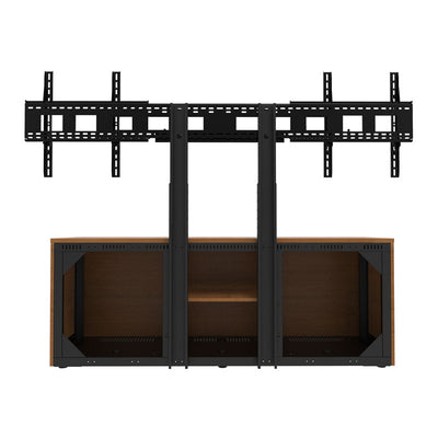 iCartTX Credenza CRED3V-DX, dual-display credenza stand rear mounting view