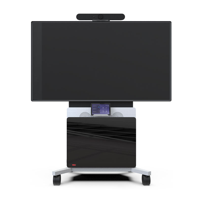 iCartTX Logitech Cradle LTAP-MNTKIT, mobile display cart front view with camera