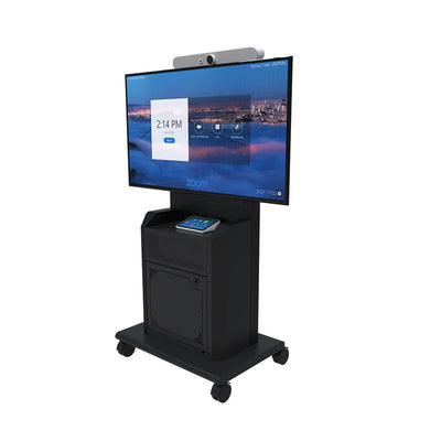 iCartTX Executive Series Mobile Media Cart RPS-800S, video conferencing cart front three-quarter view