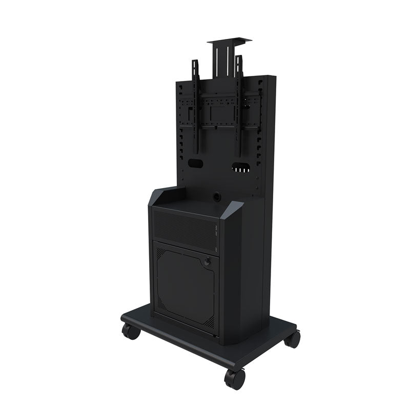 iCartTX Executive Series Mobile Media Cart RPS-800S, video conferencing cart rear three-quarter view