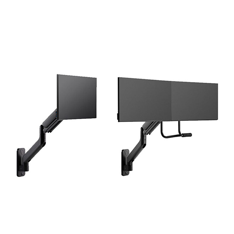 B-Tech Neomounts Wall Adapter AWL75-450BL, single and dual monitor-arm configurations