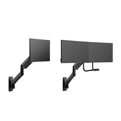 B-Tech Neomounts Wall Adapter AWL75-450BL, single and dual monitor-arm configurations