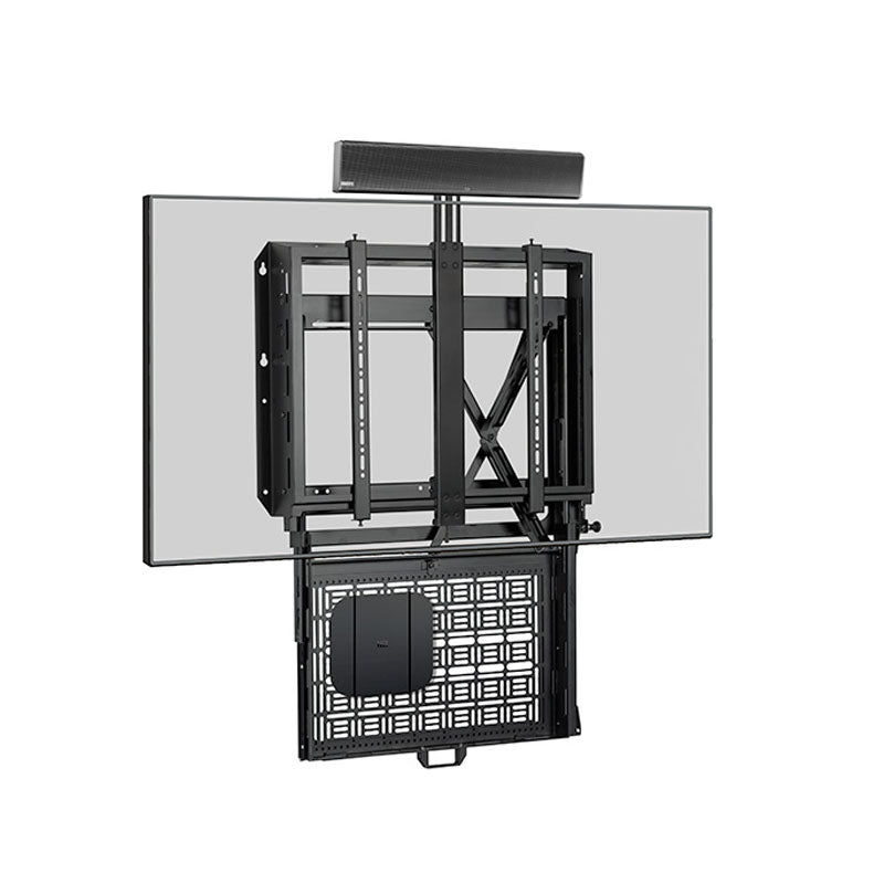 B-Tech Adjustable Accessory Mounting Arm BT7034/B, in-wall video mount installed behind display