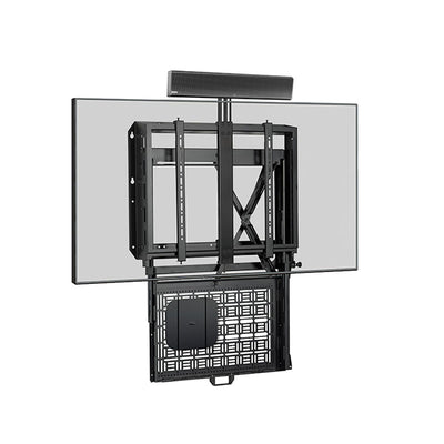 B-Tech Adjustable Accessory Mounting Arm BT7034/B, in-wall video mount installed behind display