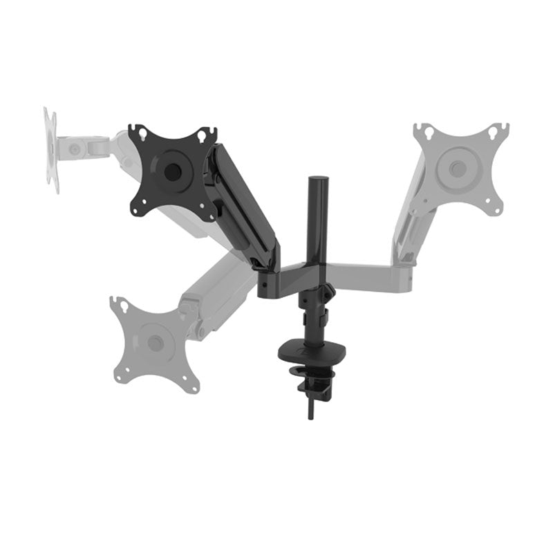 B-Tech Flex Solo Full Motion Desk Mount BT7351/B, single-monitor desk mount adjustment positions