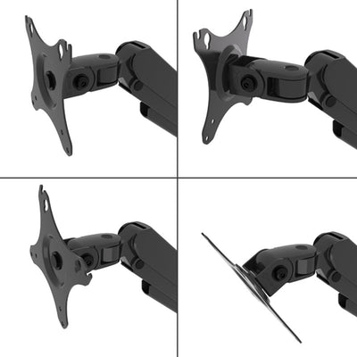 B-Tech Flex Solo Full Motion Desk Mount BT7351/B, monitor tilt-position diagram