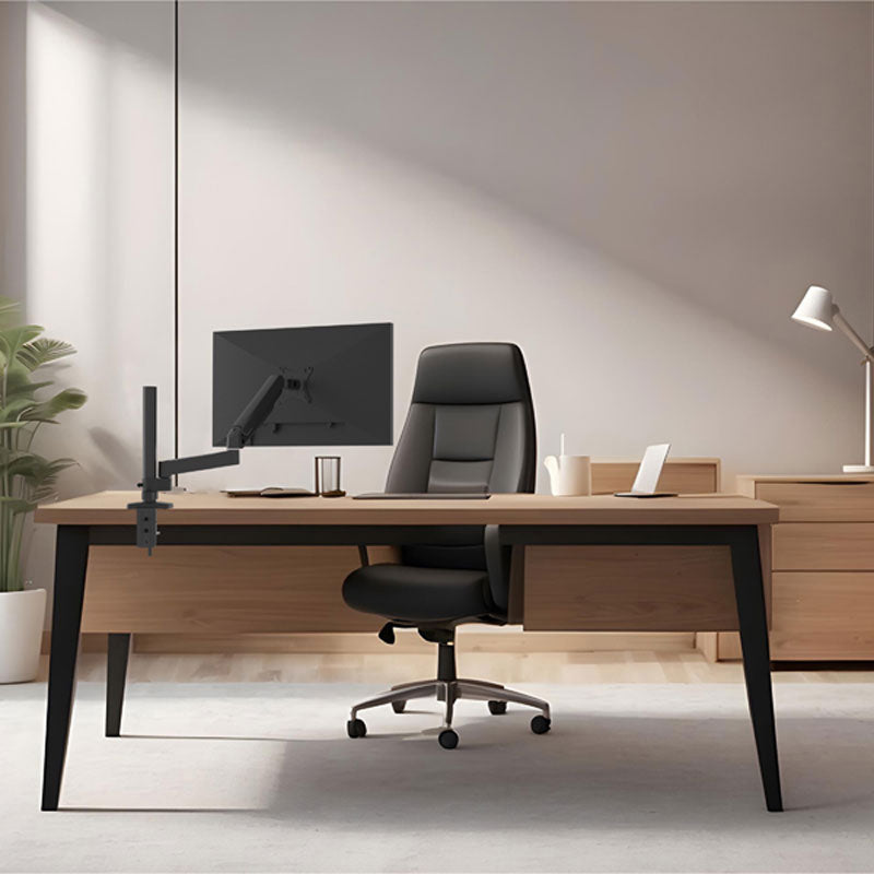B-Tech Flex Solo Full Motion Desk Mount BT7351/B, single-monitor desk mount installed in home office