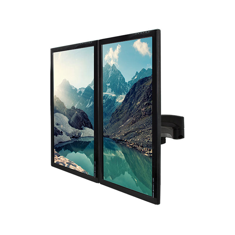 B-Tech Dual Monitor Desk Mount BT7374/B, dual-monitor desk mount with two portrait displays