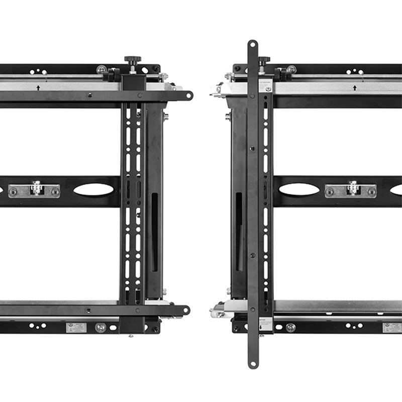B-Tech Interface Adapter Arms BT7564/B, video wall mounting rails and rear bracket assemblies in close-up
