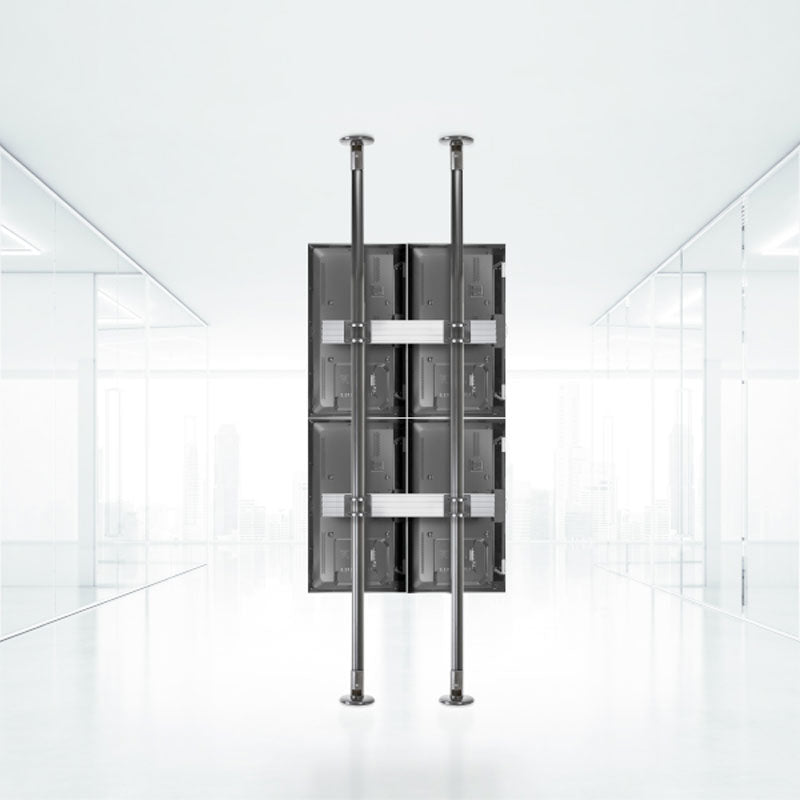 B-Tech System 2 Heavy Duty Pole BT7853-300/B, floor-to-ceiling dual display mount rear view