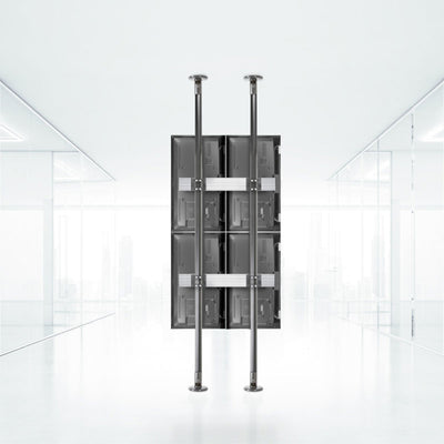B-Tech System 2 Heavy Duty Pole BT7853-300/B, floor-to-ceiling dual display mount rear view