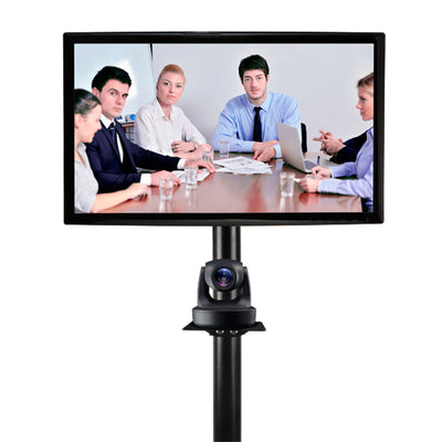 B-Tech Small Video Conferencing Camera Shelf BT7863/B, monitor and camera mounted on pole