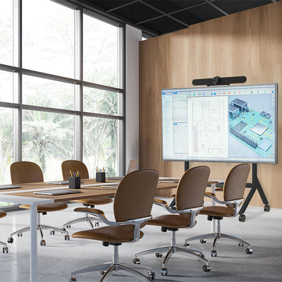 B-Tech Universal Conferencing Mount BT7870/B, mobile interactive display installed in meeting room