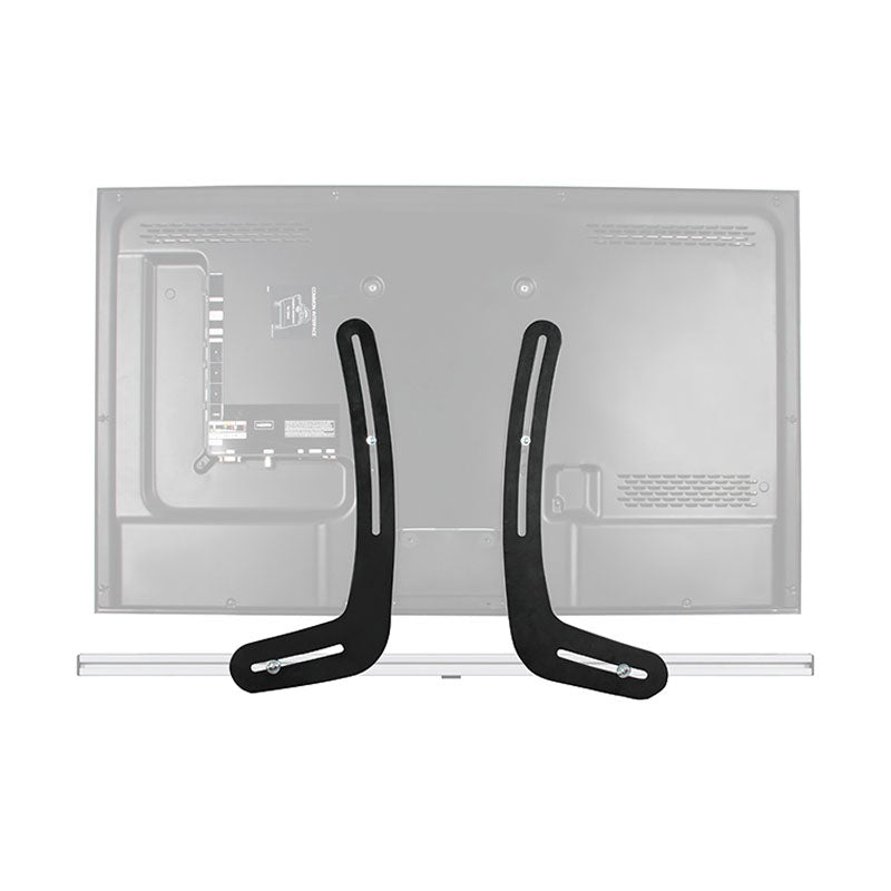 B-Tech VESA Mounting Kit BT7876/B, speaker stands positioned behind a display