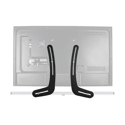 B-Tech VESA Mounting Kit BT7876/B, speaker stands positioned behind a display