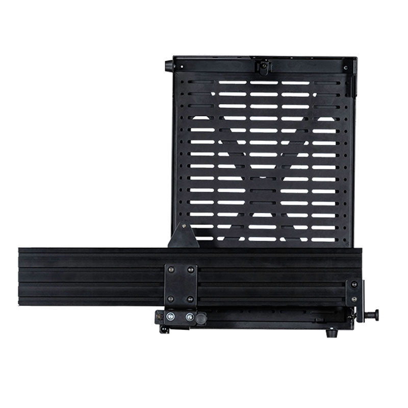 B-Tech Flip-Down AV Storage Tray BT7884/B, equipment basket front view on mounting rail