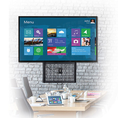 B-Tech XL Fixed TV Wall Mount BT7885/B, recessed display mount installed below a meeting-room screen