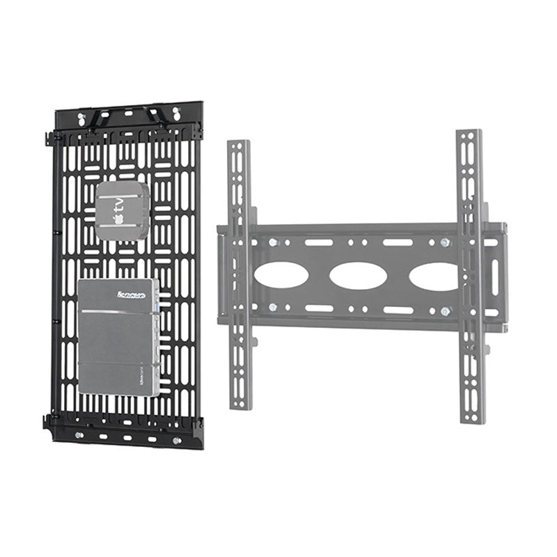 B-Tech Wall Mounted AV Storage Tray BT7889/B, media device wall mount with components rear view