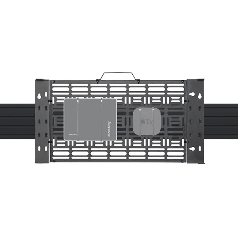 B-Tech Wall Mounted AV Storage Tray BT7889/B, media device wall mount installed on rail