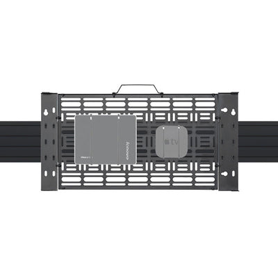 B-Tech Wall Mounted AV Storage Tray BT7889/B, media device wall mount installed on rail