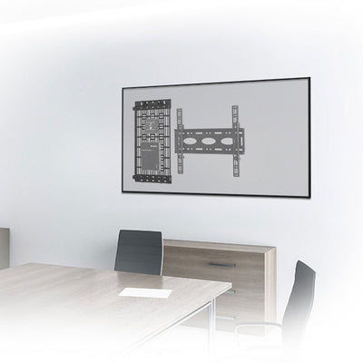 B-Tech Wall Mounted AV Storage Tray BT7889/B, media device wall mount installed behind display