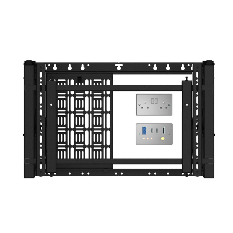 B-Tech XL Pull-Out TV Wall Mount BT7896/B, ceiling display mount rear equipment panel with outlets