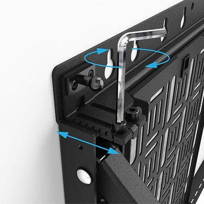B-Tech XL Pull-Out TV Wall Mount BT7896/B, ceiling mount hex-key adjustment points close-up