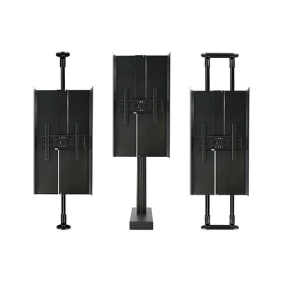 B-Tech Adjustable Rear TV Cover Enclosure BT7901-65/B, floor-to-ceiling multi-display mount rear configurations