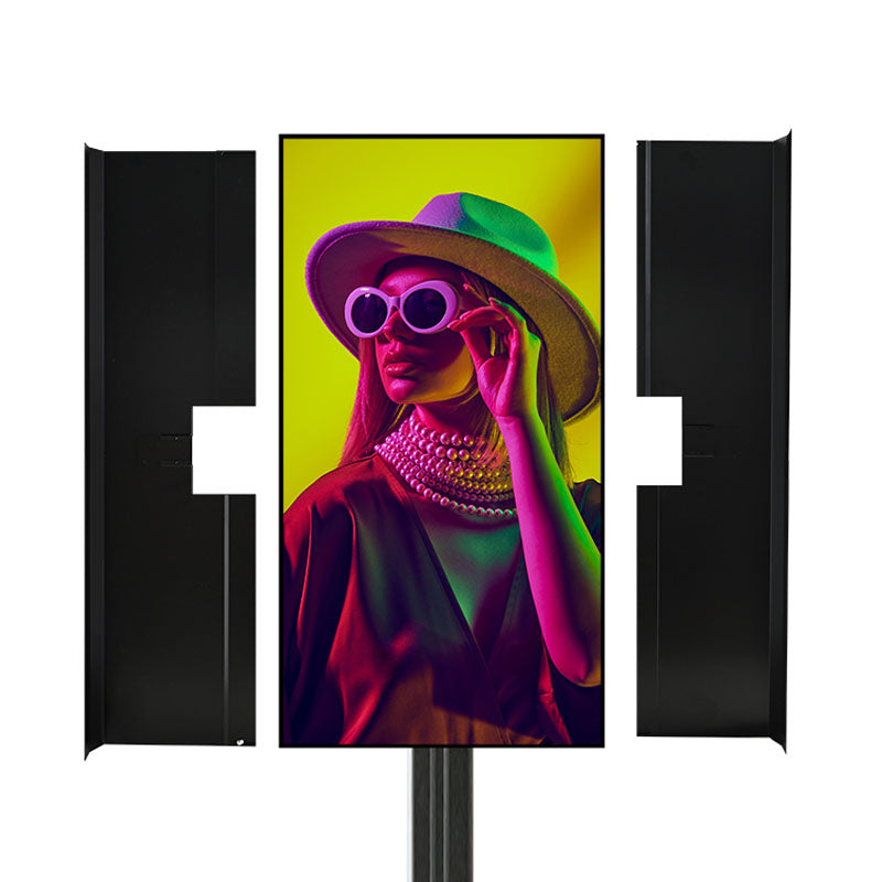 B-Tech Adjustable Rear TV Cover Enclosure BT7901-65/B, portrait display side panels exploded view