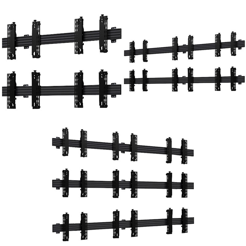 B-Tech Video Wall Mount BT8340/B, multi-display rail configuration examples