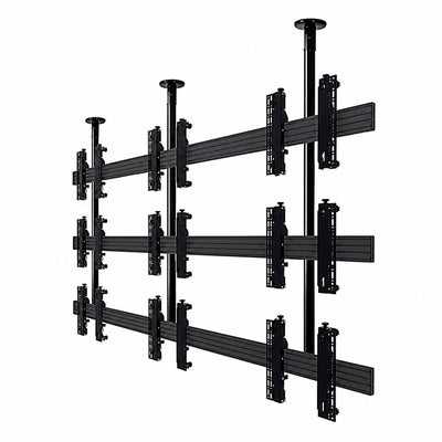 B-Tech Videowall Ceiling Mount System BT8342-CL3X3-46-M-300, three-by-three video wall mounting rails without screens