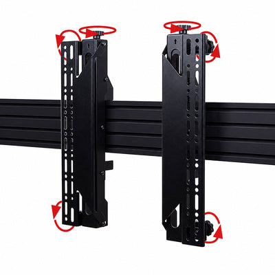 B-Tech Video Wall Ceiling Mount BT8342/B, video wall vertical-rail micro-adjustment knobs in close-up