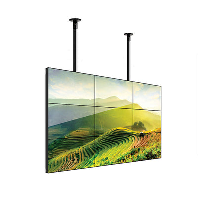 B-Tech Video Wall Ceiling Mount BT8342/B, two-by-two ceiling-mounted video wall with screens in a front view