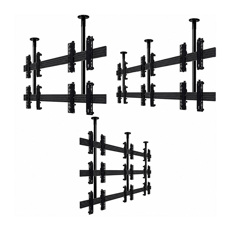 B-Tech Video Wall Ceiling Mount BT8342/B, ceiling-mounted video wall rails in multiple configurations
