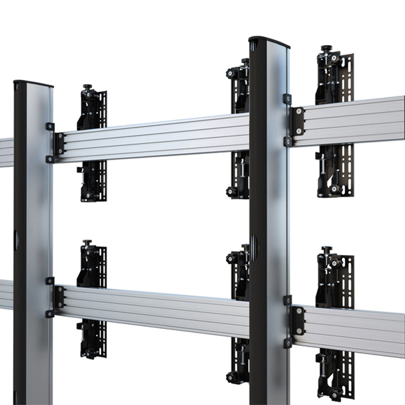 B-Tech Bolt Down Video Wall Stand BT8372-3x3/BB, multi-display floor stand rear view