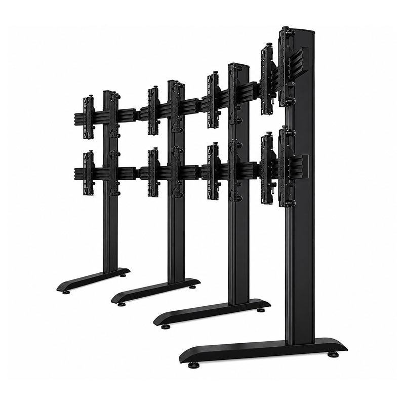 B-Tech Freestanding Video Wall BT8373/BB, curved video wall floor stand front perspective