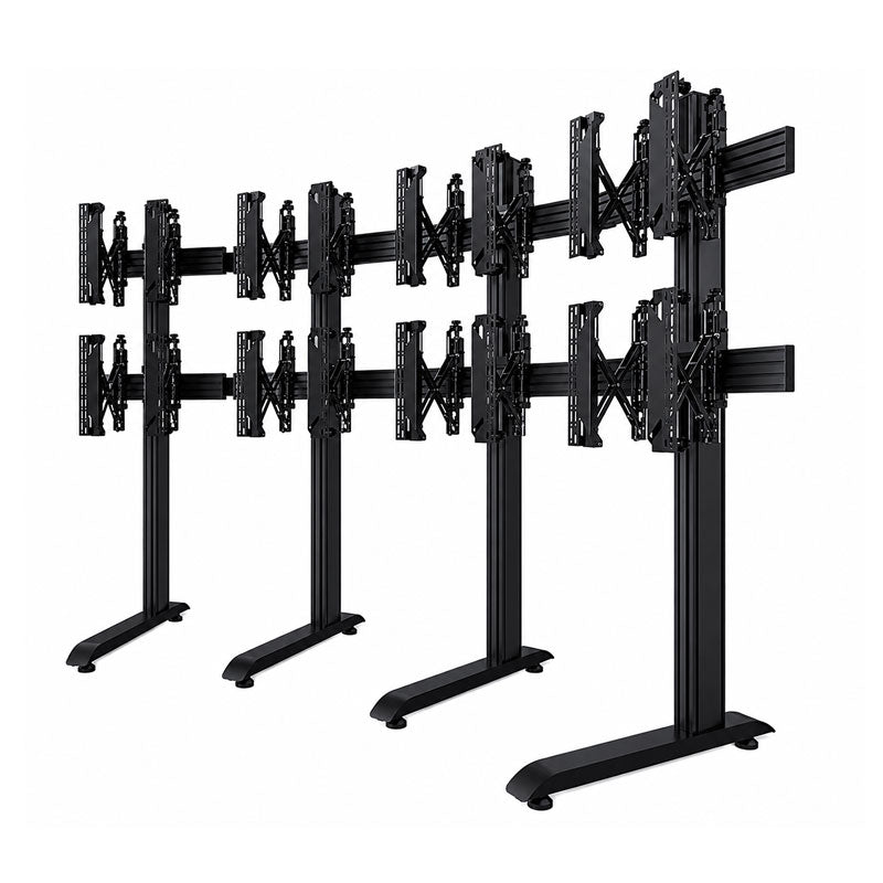 B-Tech Freestanding Video Wall BT8373/BB, curved video wall floor stand rear perspective