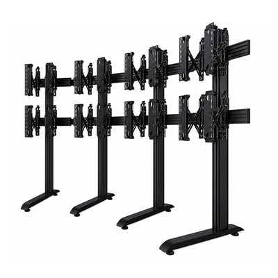B-Tech Freestanding Video Wall BT8373/BB, curved video wall floor stand rear perspective