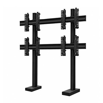 B-Tech Bolt Down Video Wall BT8377/B, quad-display floor stand rear view