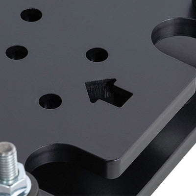 B-Tech System X Bolt Down Floor Base BT8380-AFB/B, cable-access opening in base close-up