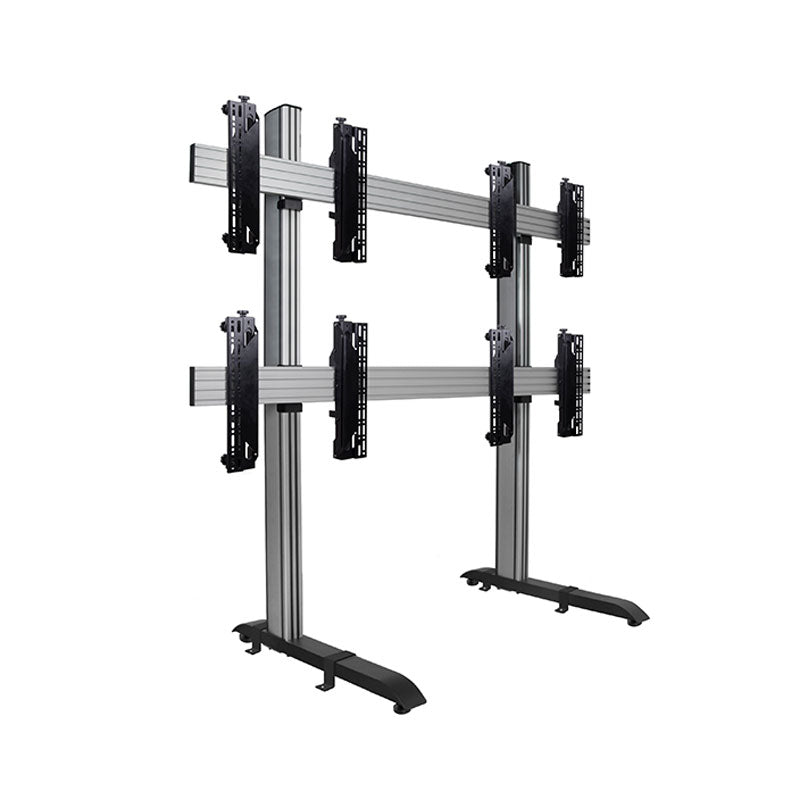 B-Tech System X Floor Base Fixing Kit BT8380-FBFK/B, multi-display floor stand front views