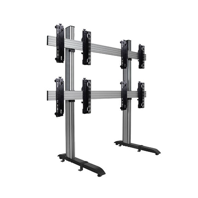 B-Tech System X Floor Base Fixing Kit BT8380-FBFK/B, multi-display floor stand front views