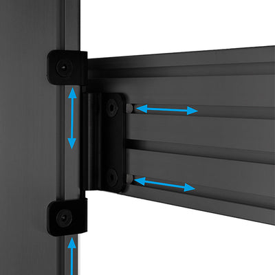 B-Tech System X Joining Plate Kit BT8380-JPK/B, horizontal and vertical rail adjustment detail
