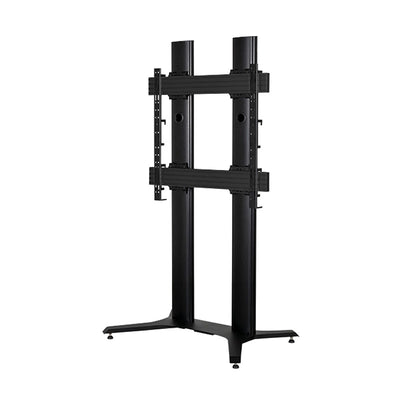 B-Tech Mode-AL Freestanding Floor Base BT8385-TXB/B, dual-pole display stand in a front view
