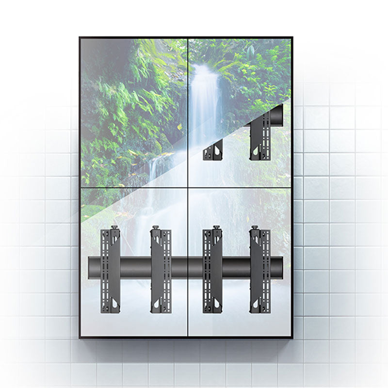 B-Tech System X Horizontal Mounting Rail BT8390-175/B, video wall mount installed 2x2 display array