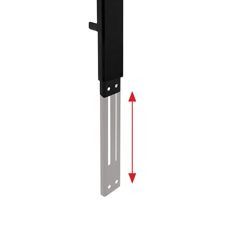B-Tech System X Rail Accessory Mounting Arm BT8390-SA/B, triple-display stand height adjustment slot detail