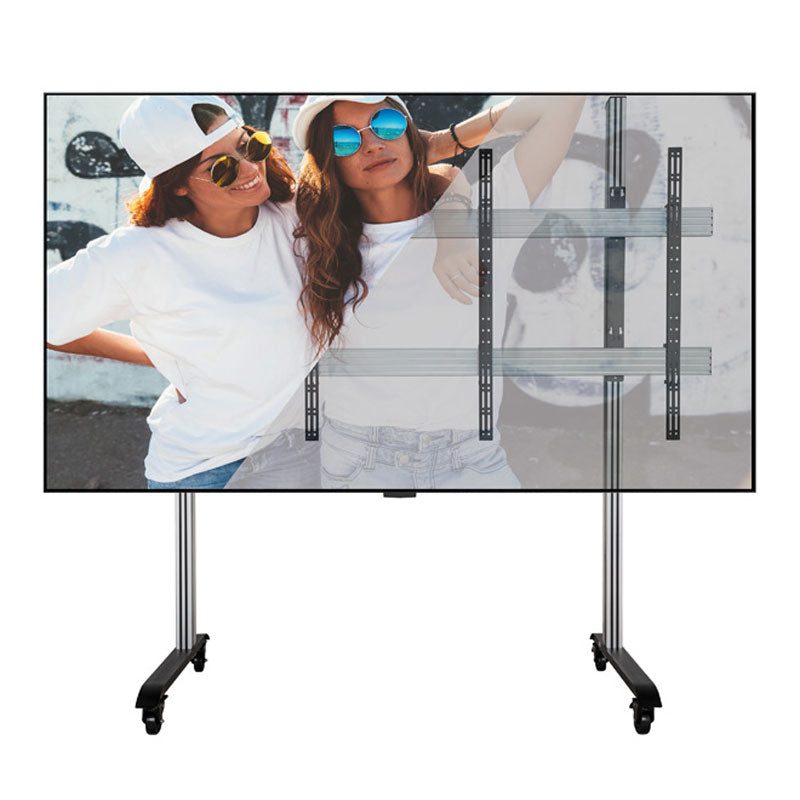 B-Tech Mobile Cart BT83LAEC015-M/BB, mobile dual-display stand installed