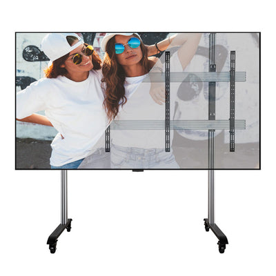 B-Tech Mobile Cart BT83LAEC015-M/BB, mobile dual-display stand installed