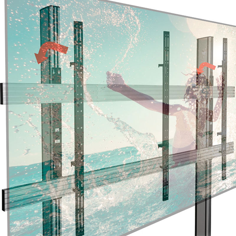B-Tech Floor Stand BT83LAEC015-S/BB, floor video wall stand rear view with height adjustment