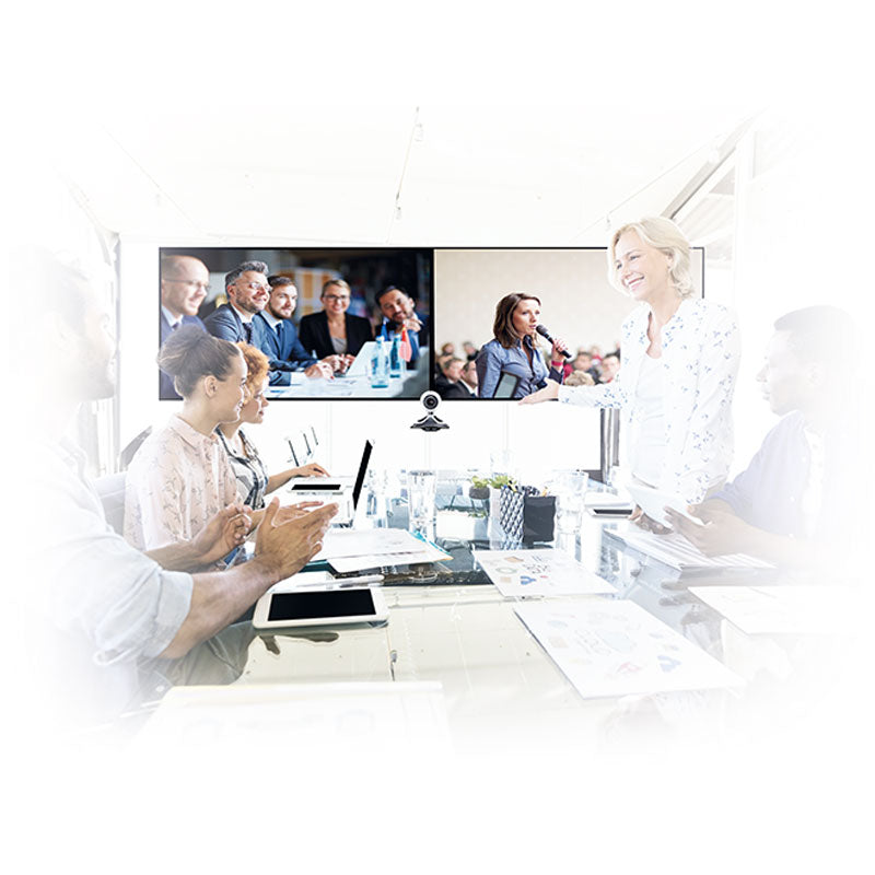 B-Tech System X Large Twin Screen VC Wall Mount BT8416/BB, video conferencing display installed office view